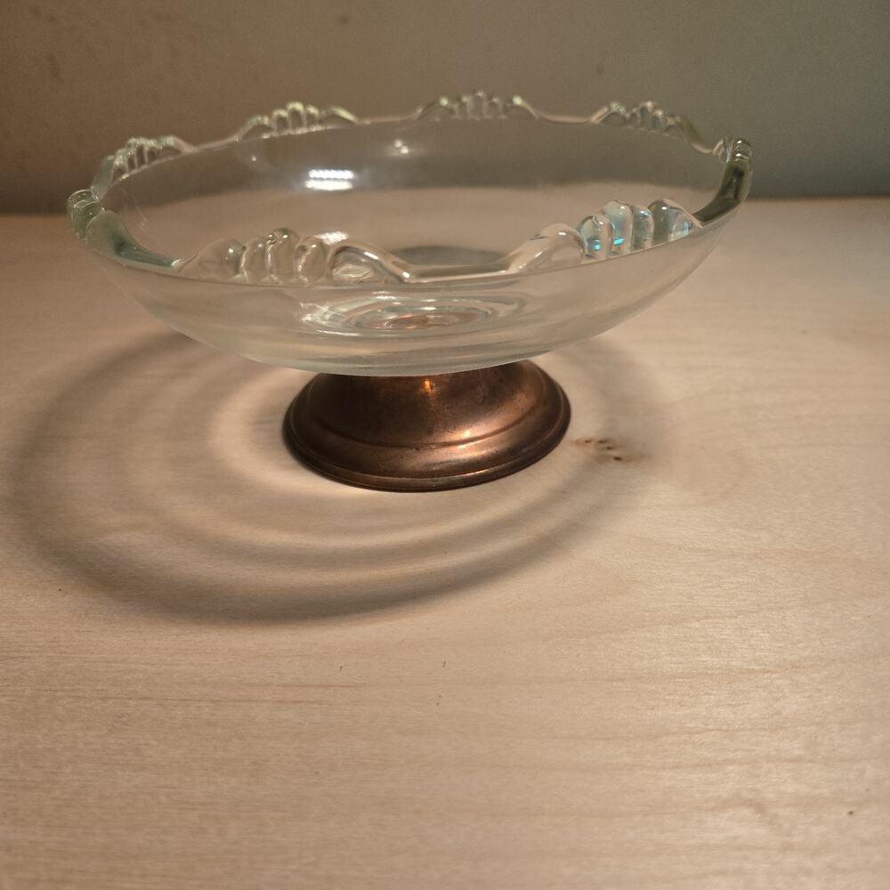 Princess House Candy Dish With Copper Base Vintage